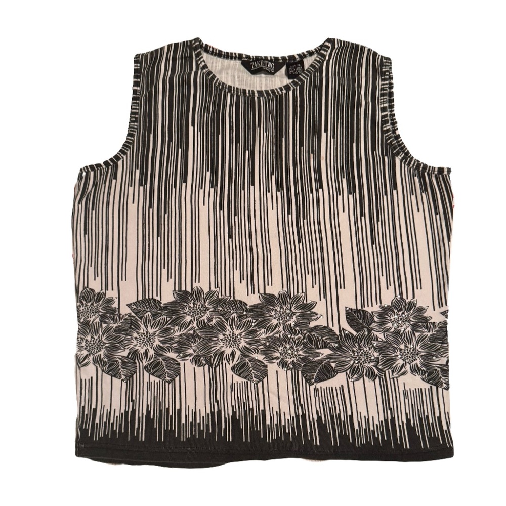 Vintage Y2K Take Two Clothing Co Striped Floral Men’s Tank Top size XL